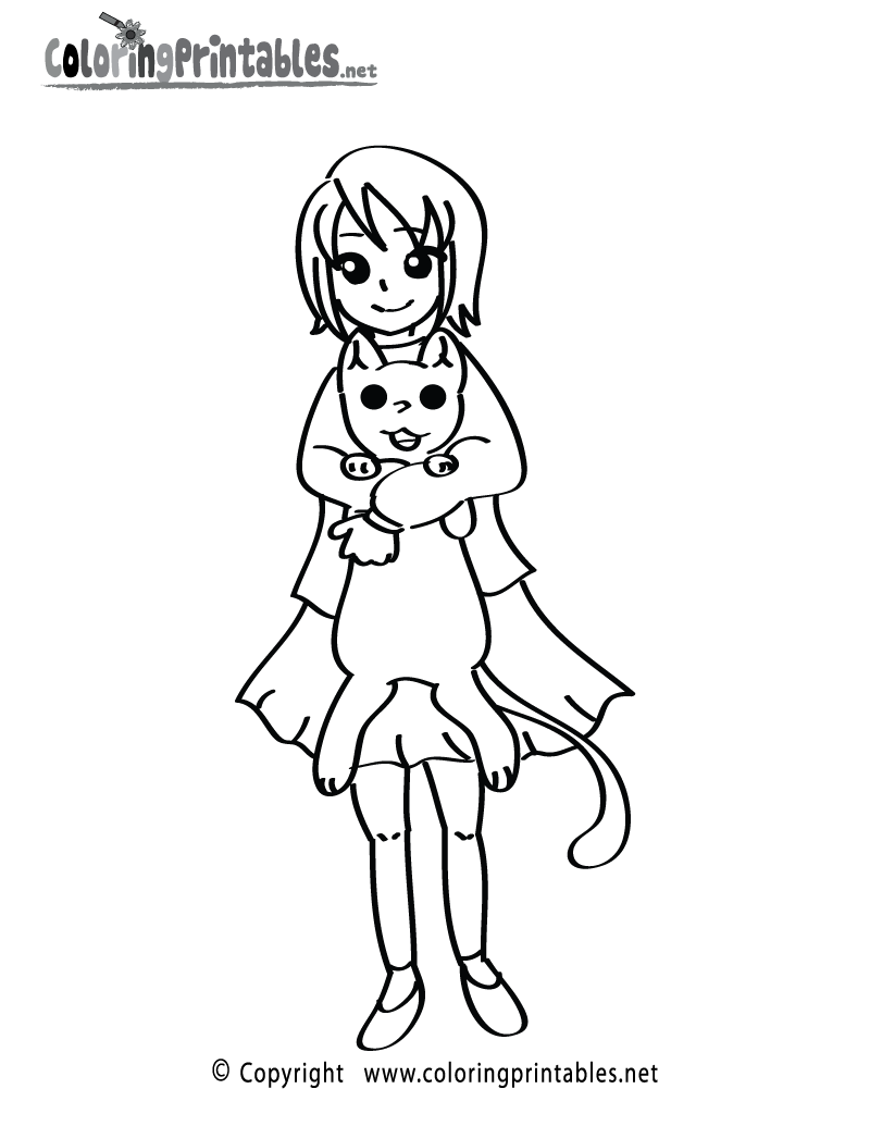 Girl Cat Coloring Page A Free Girls Coloring Printable