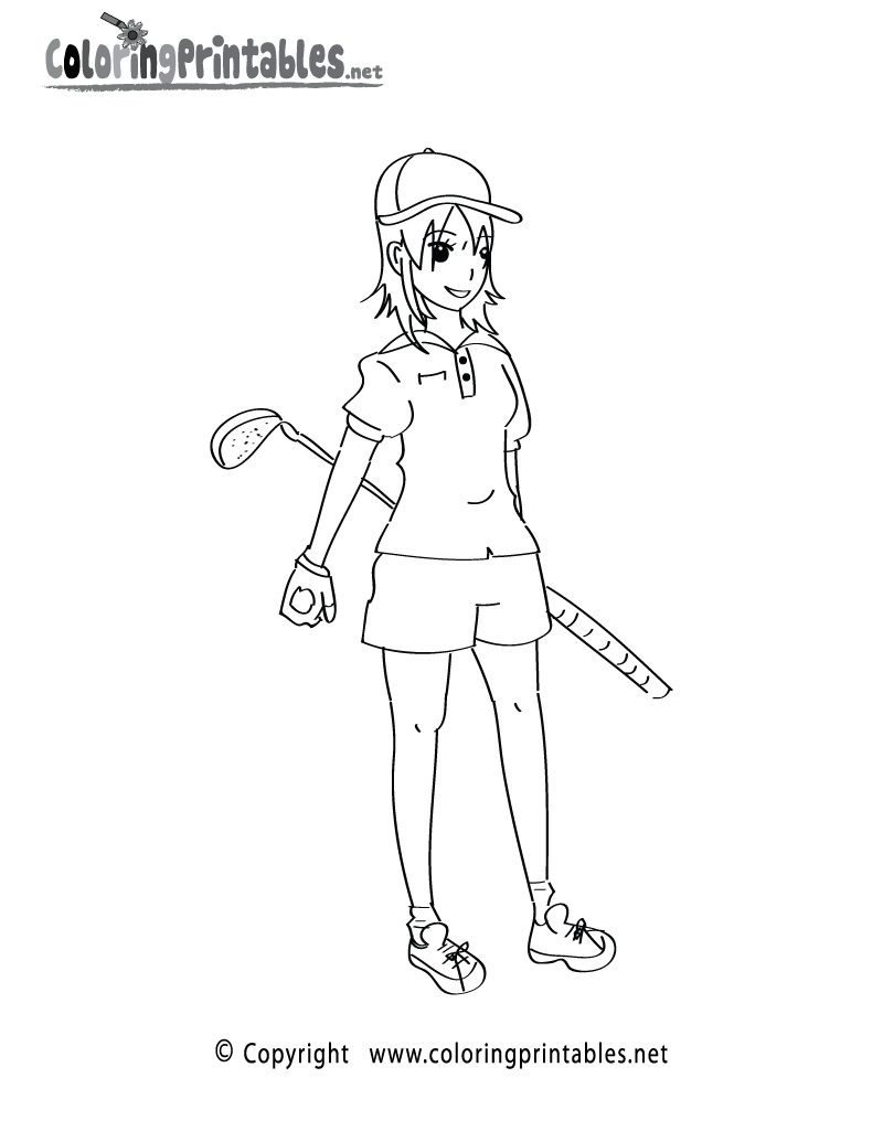Womens Golf Coloring Page Printable.