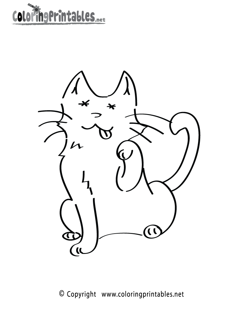 Free Printable Funny Cat Coloring Page