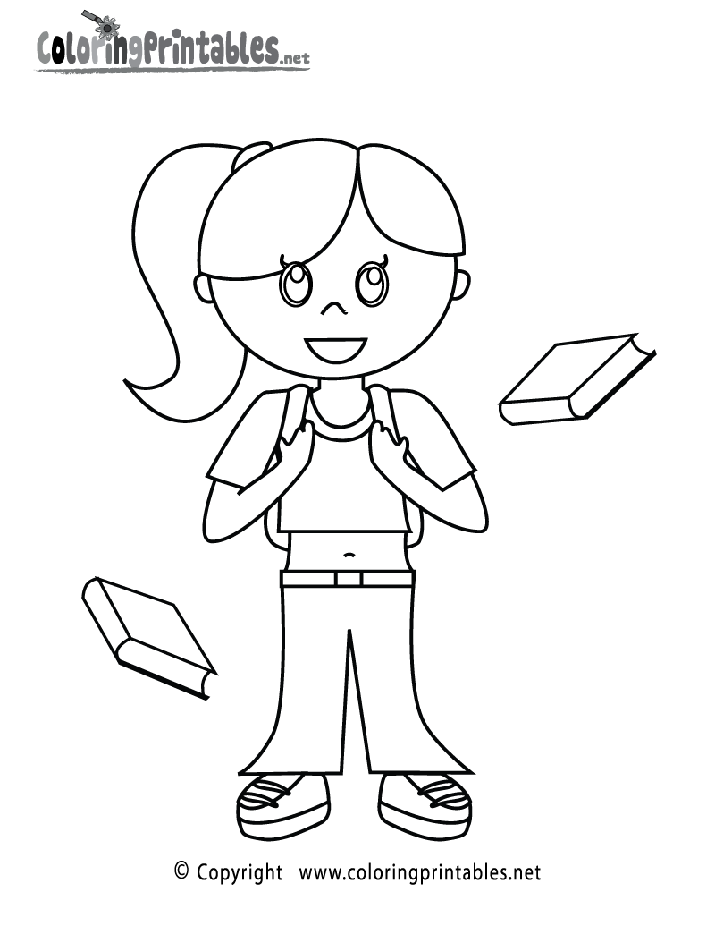 girl outline coloring page