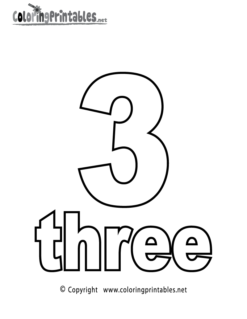 Number Three Coloring Page A Free Math Coloring Printable