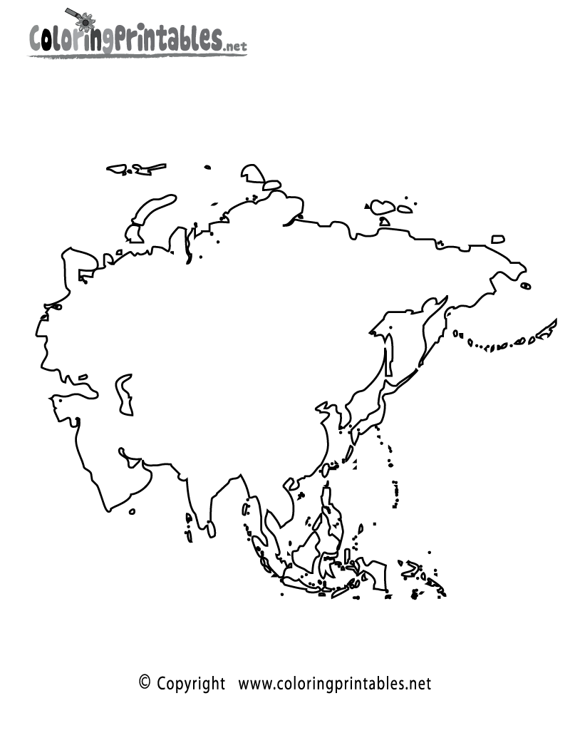 Asia Map Coloring Page A Free Travel Coloring Printable