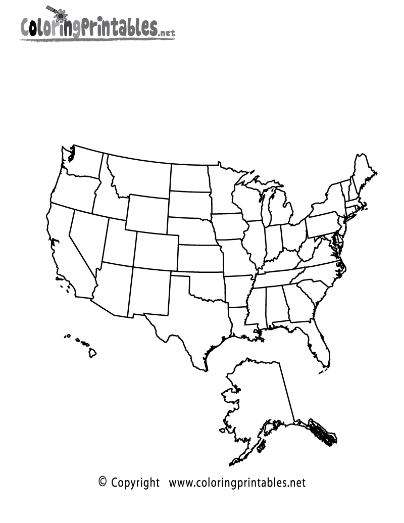 Download USA Map Coloring Page - A Free Travel Coloring Printable